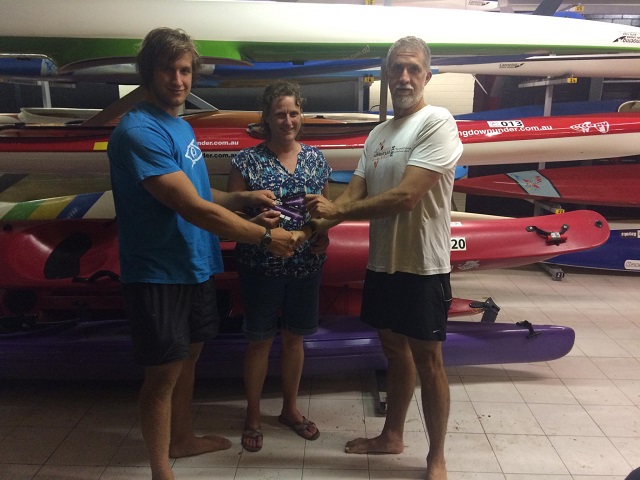 Tuesday 31st March 2015 : Tim Coward presenting tonight's winners Steve and Cindy Coward with movie vouchers