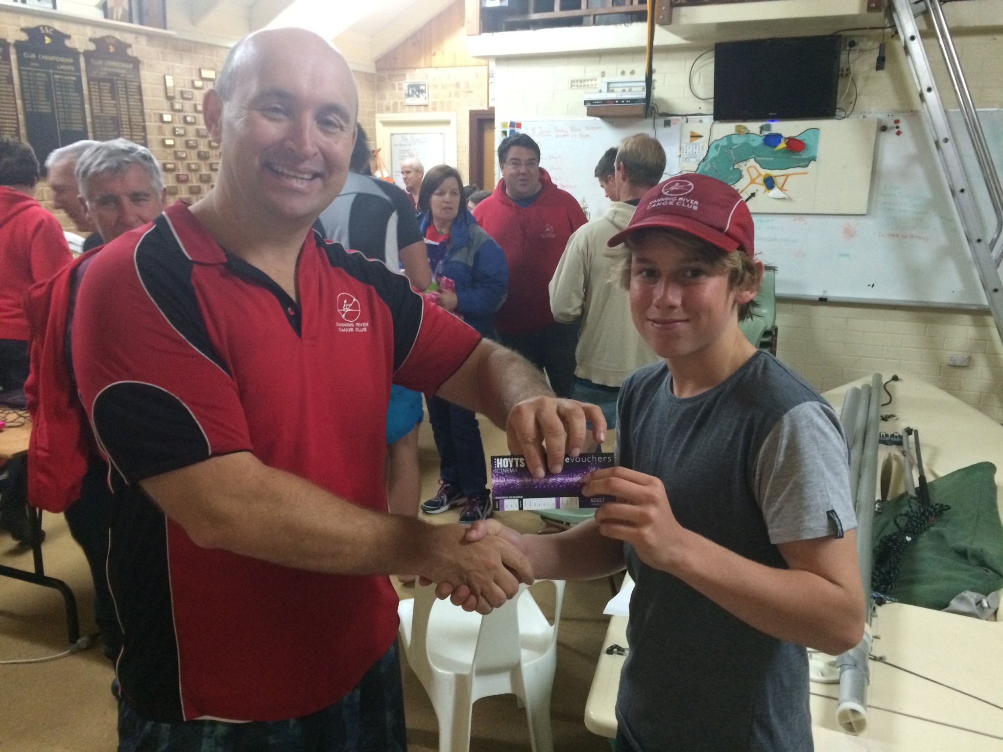 Tuesday 16th June : Club member Mike Galanty presenting tonight's winner Tom Green with a movie voucher