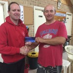 Tues 26th April 2016 : Simon O’Sullivan presenting tonights winner Mike Galanty with a movie voucher