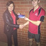 Tues 17th May 2016 : Judith Thompson presenting Jake with a movie voucher.