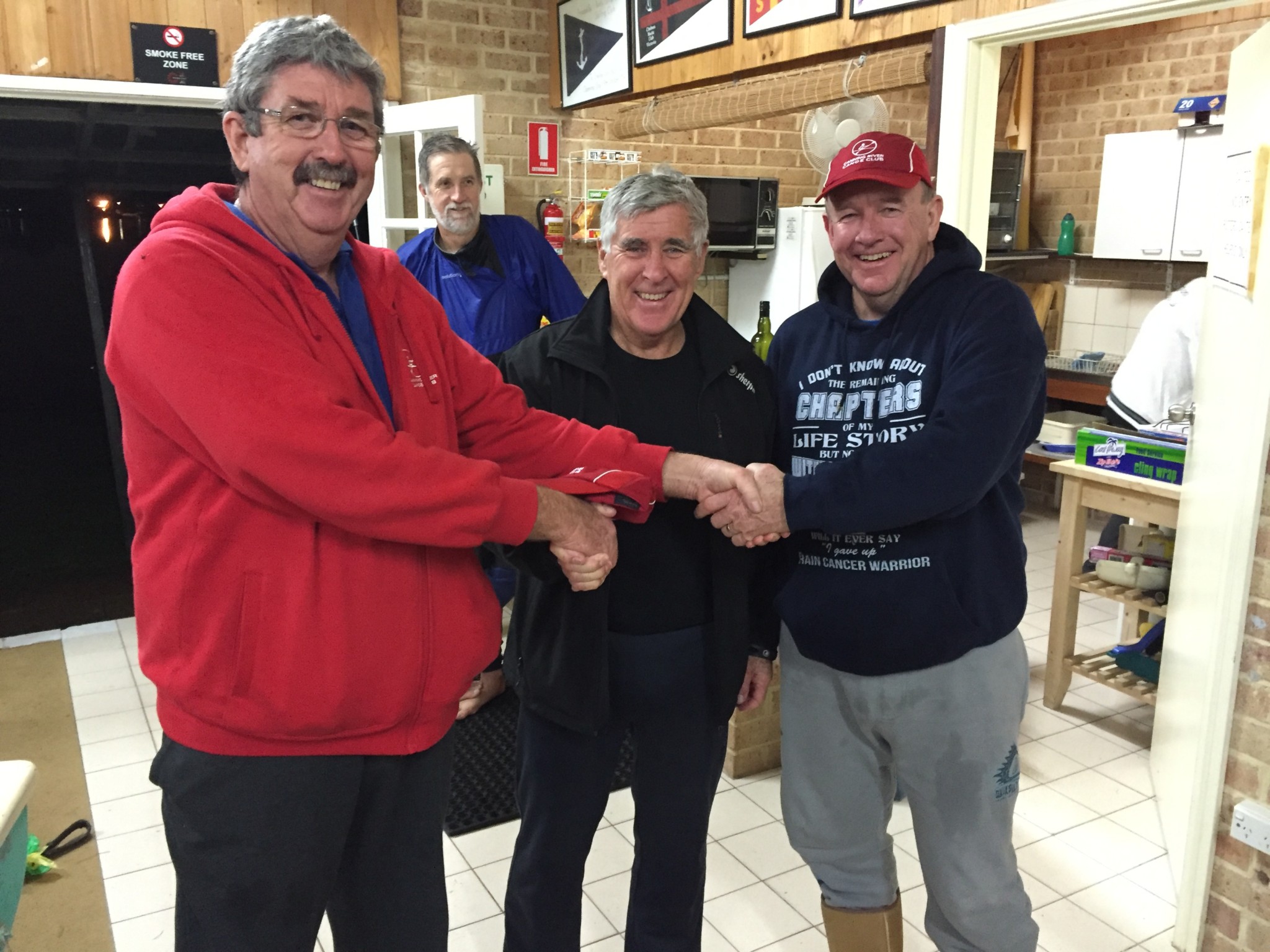 Tues 9th August 2016 : Tonight's photo shows club member Dave Griffiths presenting Joe Wilson and Steve Mitchinson with movie vouchers.