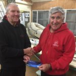 Tues 23rd August 2016 : Malcolm Goodall presents Joe with his movie voucher in tonight’s photo.