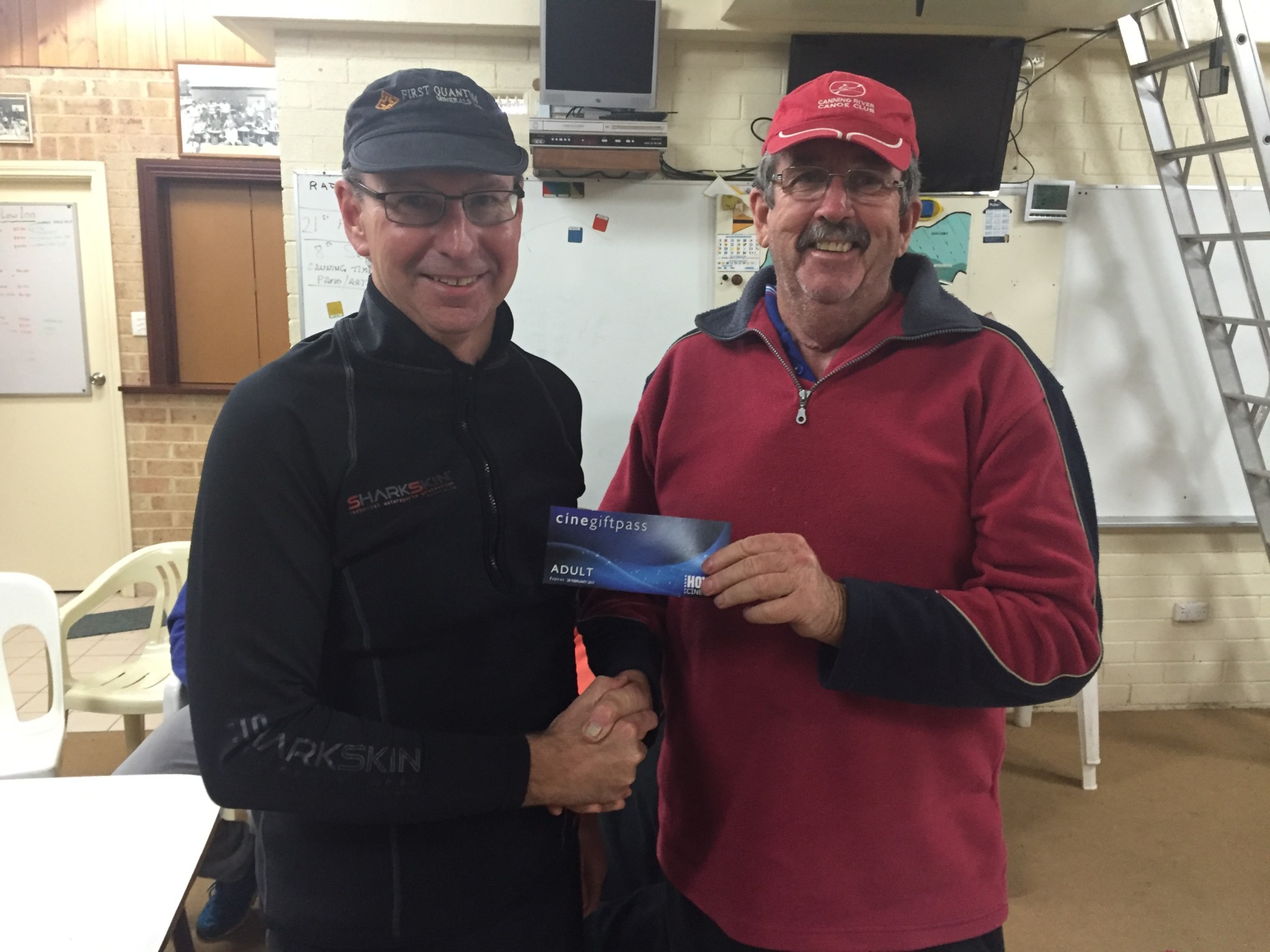 Tues 20th Sep 2016 : David Griffiths presenting David Urquhart with a movie voucher