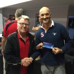 Tues 21st March 2017 : Tonights photo shows club member David Gardiner presenting Carlo with a movie voucher.