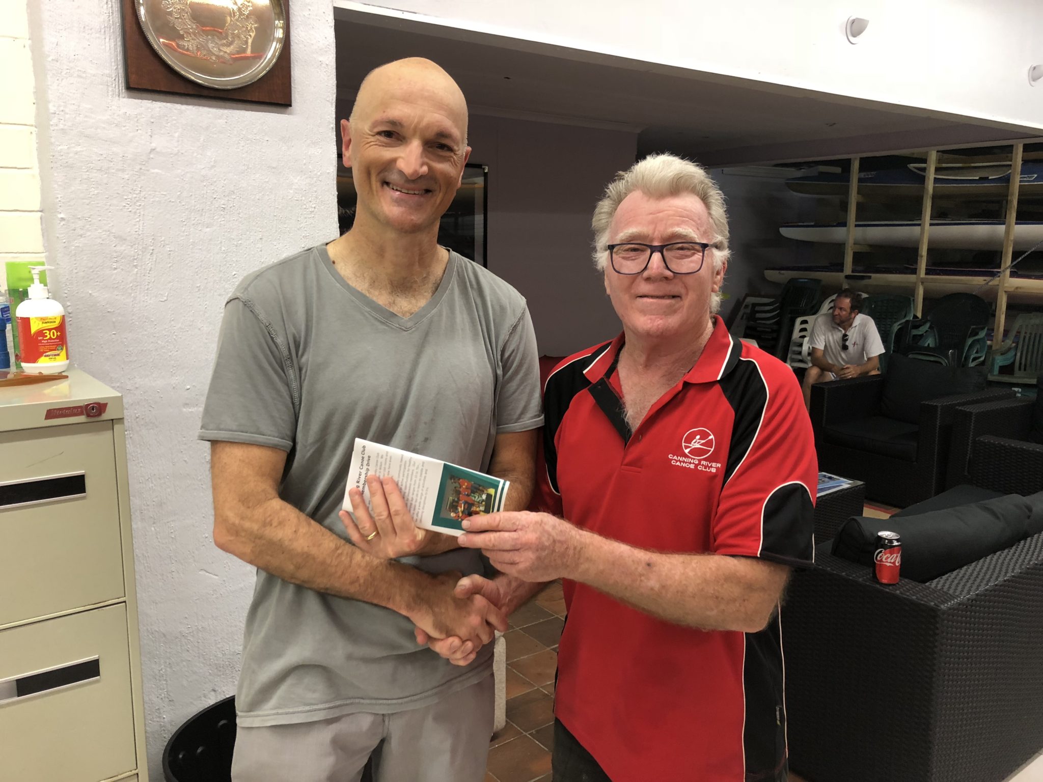Tues 2nd Jan 2018 : Tonights photo shows Club Member David Gardiner presenting Carlo with a movie voucher