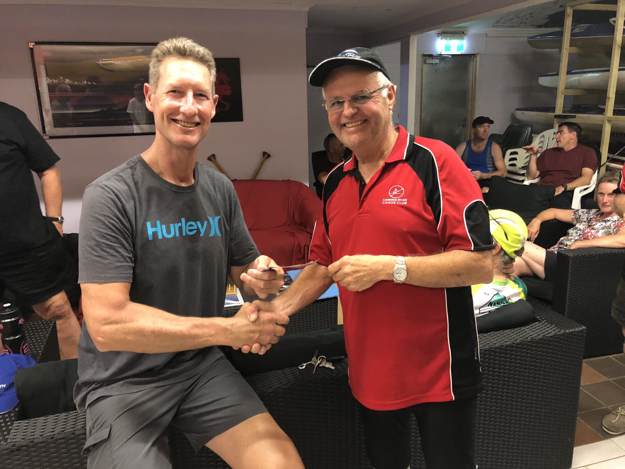 Tues 23rd Jan 2018 : Tonight's photo shows Club Member Les presenting Jeff Stone with a movie voucher