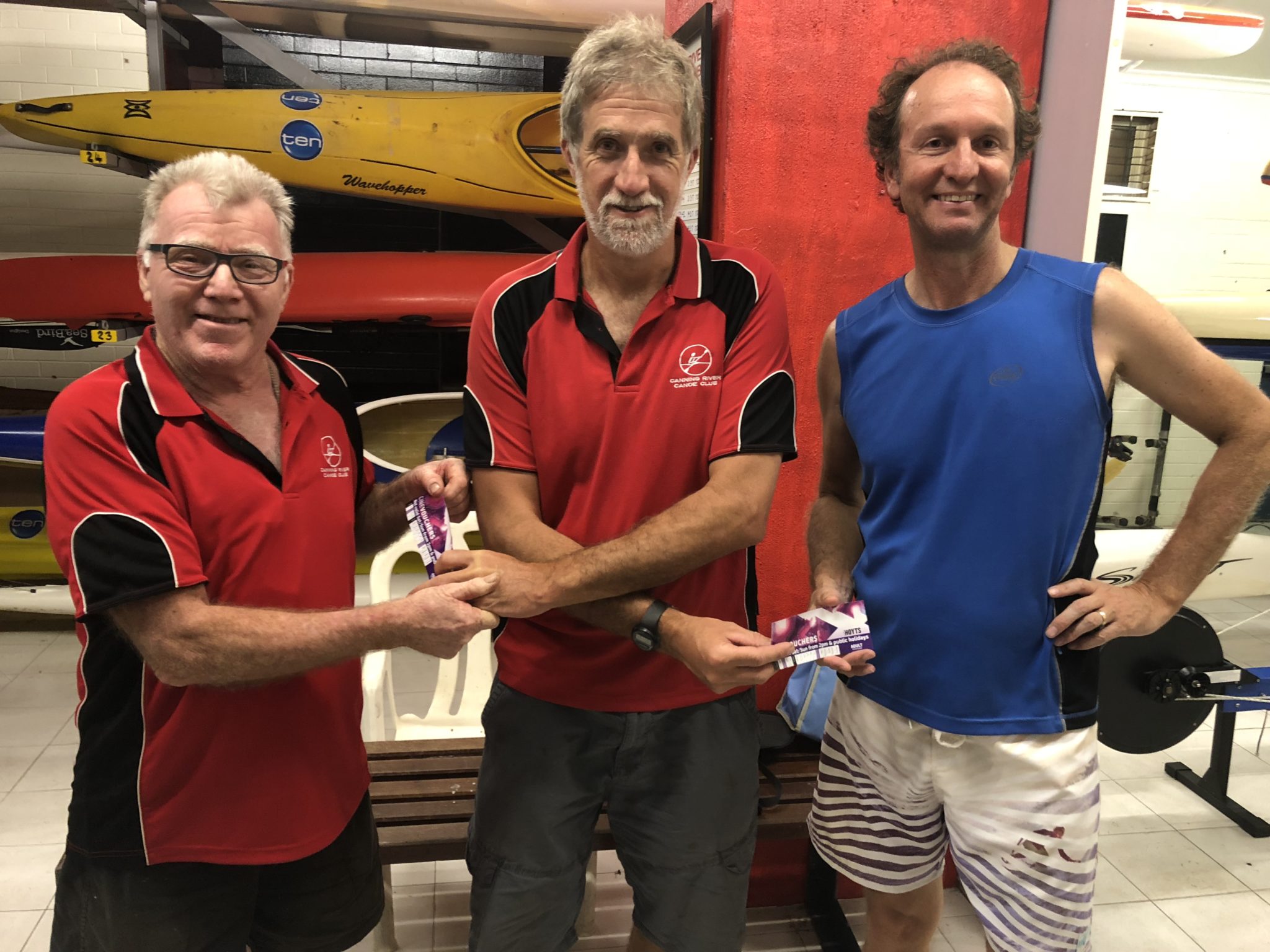 Tuesday 13th March 2018 : Tonights photo shows Committee member Steve Coward presenting David Gardiner and Chris Graham with movie vouchers.