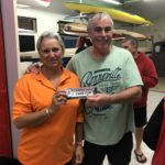 Tues 27th March 2017 : Tonight's photo shows new club member Eve McNicoll presenting Louis Botes with a movie voucher