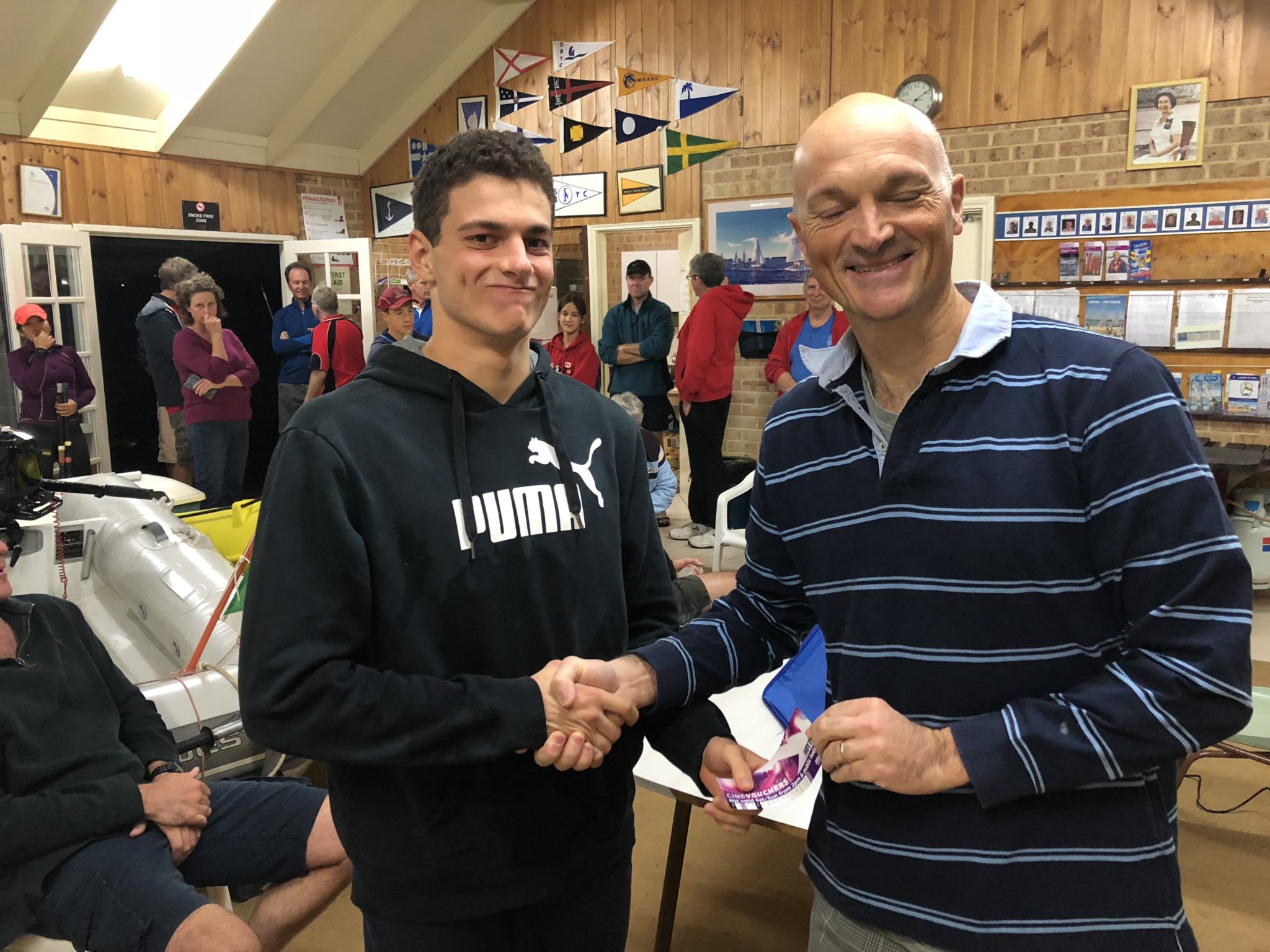 Tuesday 1st May 2018 : Tonight’s photo shows Gianluca Cottino presenting his father Carlo with a movie voucher