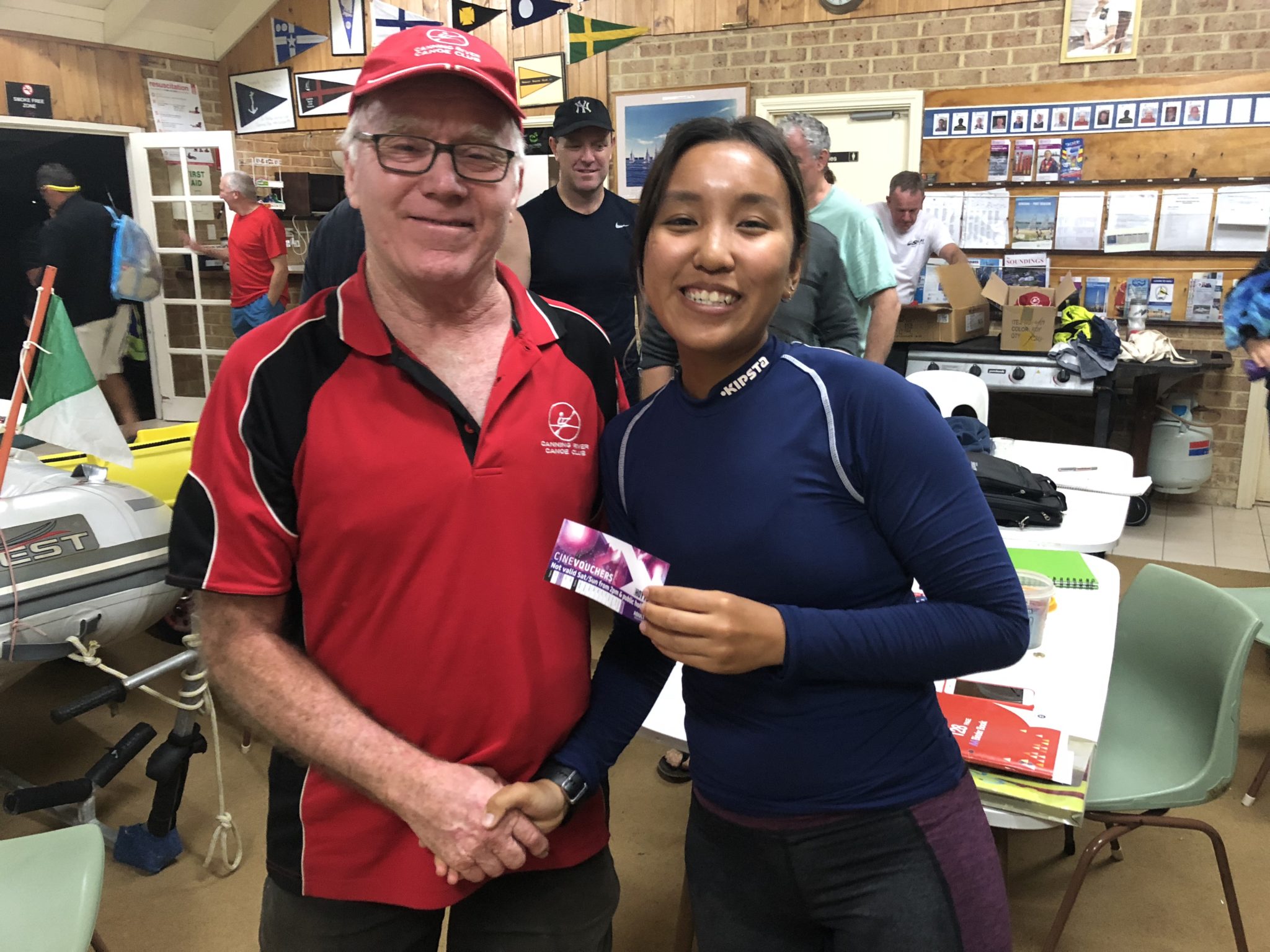 Tues 15th May 2018 : Tonight's photo shows David Gardiner presenting Linnet with a movie voucher