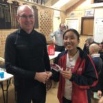 Tues 19th June 2018 : Tonight’s photo shows Club member David Griffiths presenting tonight’s winner David Urquhart with a movie voucher.