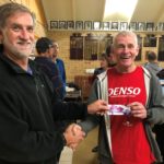Tues 10th July 2018 : Tonight’s photo shows Club Committee member Steve Coward presenting Ken Ringrose with a movie voucher