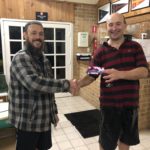Tuesday 28th August 2018 : Tonight’s photo shows club member Mike Galanty presenting tonight’s winner Ryan Dillon with a movie voucher.