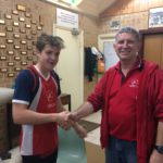 Tuesday 31st July 2018 : Tonight’s photo shows Dave Brown presenting Morgan Boldy new Zero Club member with his prize