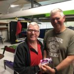 Tues 16th October 2018 Tonight’s photo shows club member Jerry Alderson  presenting Dave Gardiner with a movie voucher