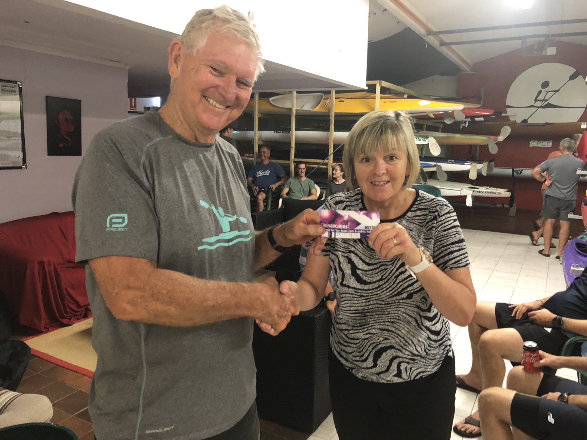 Tuesday 19th March 2019 : Tonight’s photo shows club member Judith Thompson presenting Jerry Alderson with the winners movie voucher.