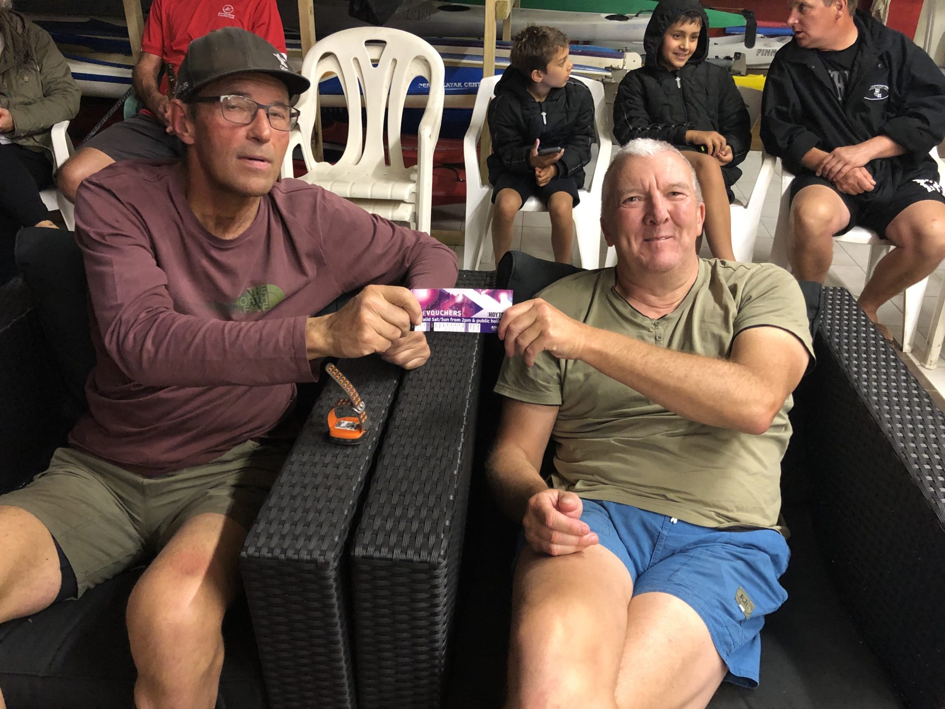 Tuesday 1st October 2019 : Tonight’s photo shows club member Doug Hodson presenting tonight’s winner Malcolm Goodall with a movie voucher.
