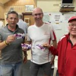 Tuesday 21st September 2021 : Tonight’s photos shows Club member David Boldy who came second presenting tonight’s winners David Urquhart and David Gardiner with a movie voucher.
