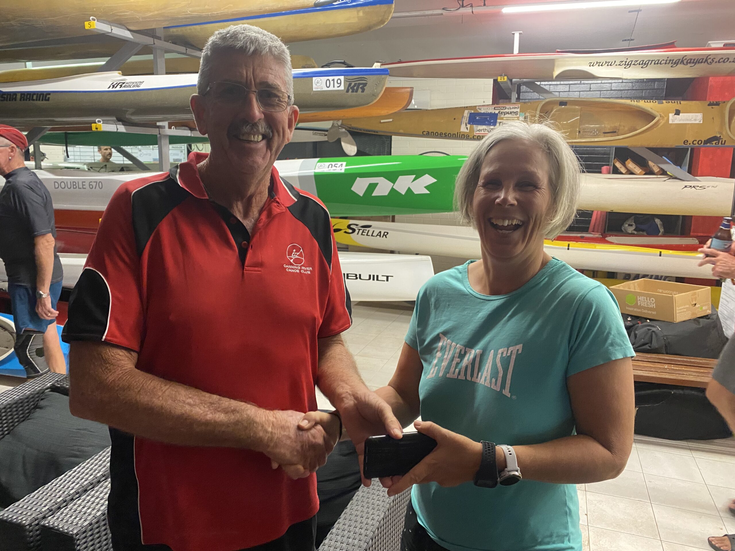 Tuesday 10th January 2023 : Tonight’s photo shows club Vice President David Griffiths presenting Agnes Pajor with a movie voucher prize.