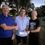 Tuesday 14th March 2023 : Tonight’s photo shows club Vice President David Griffiths presenting Stuart Hyde and Alistair Fox with movie vouchers.