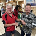 Tuesday 26th September 2023 : Tonight’s photo shows club Committee member David Gardiner presenting Francis Nolan with a movie voucher.